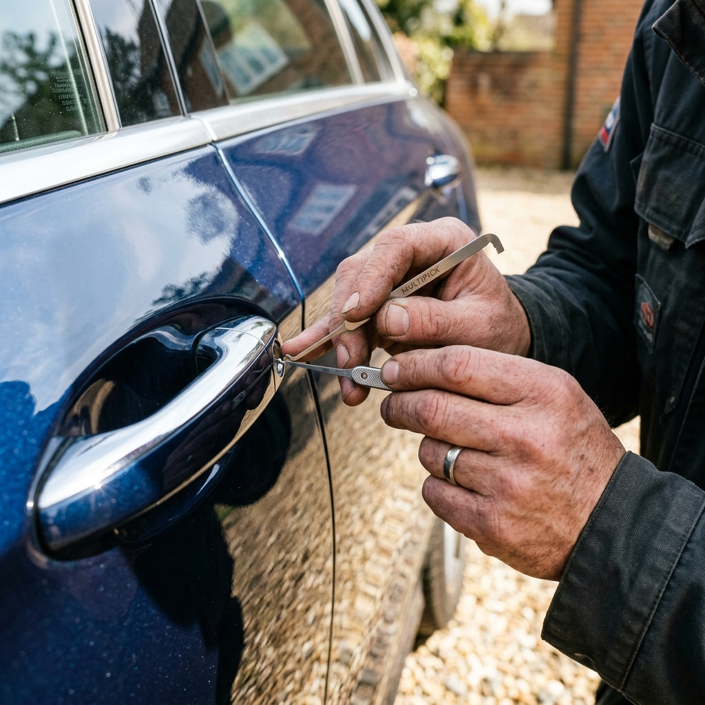 Locksmith opening a locked car door in Sarasota